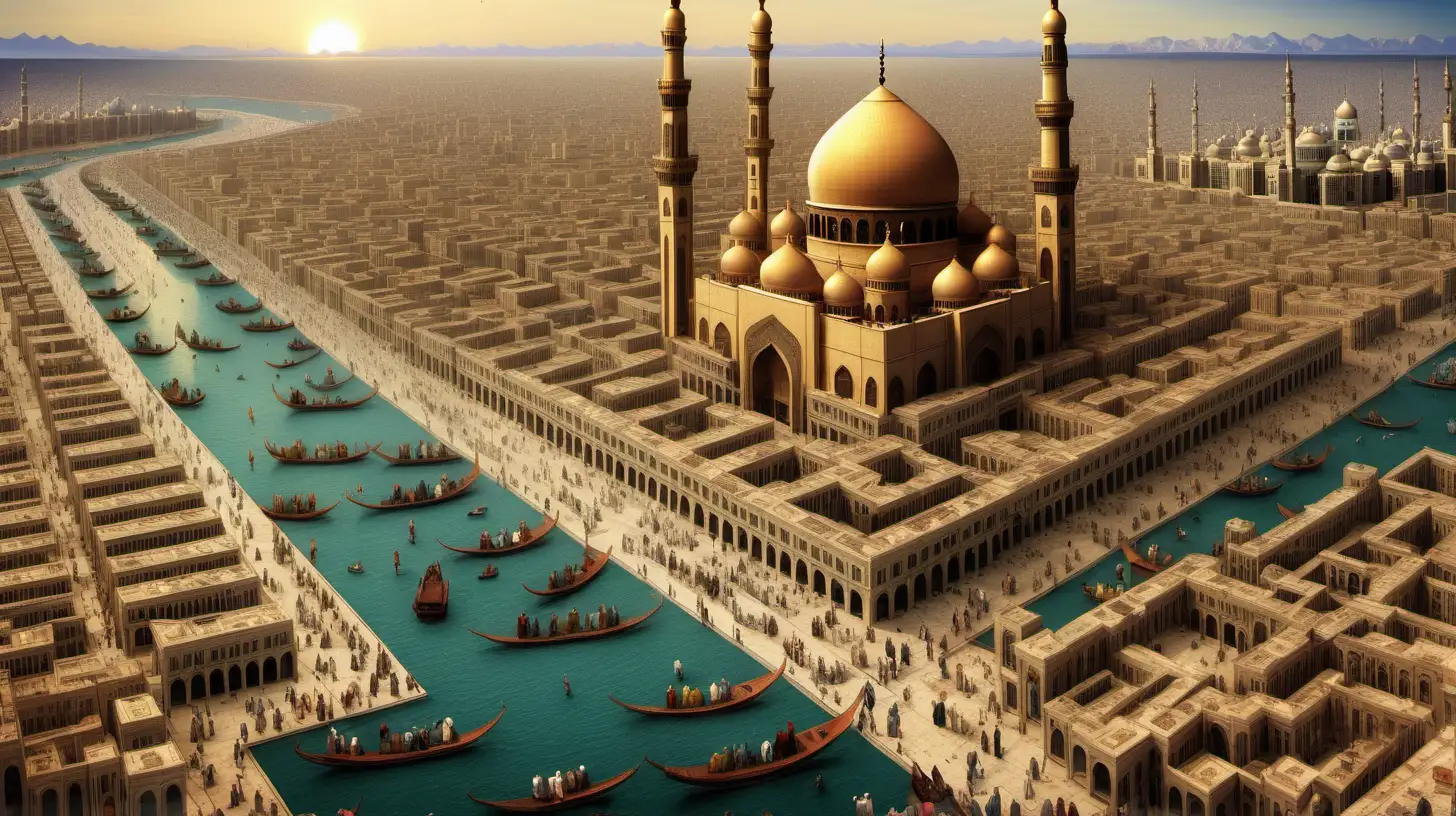 an epic, vivid image of urban planning in the islamic golden age
