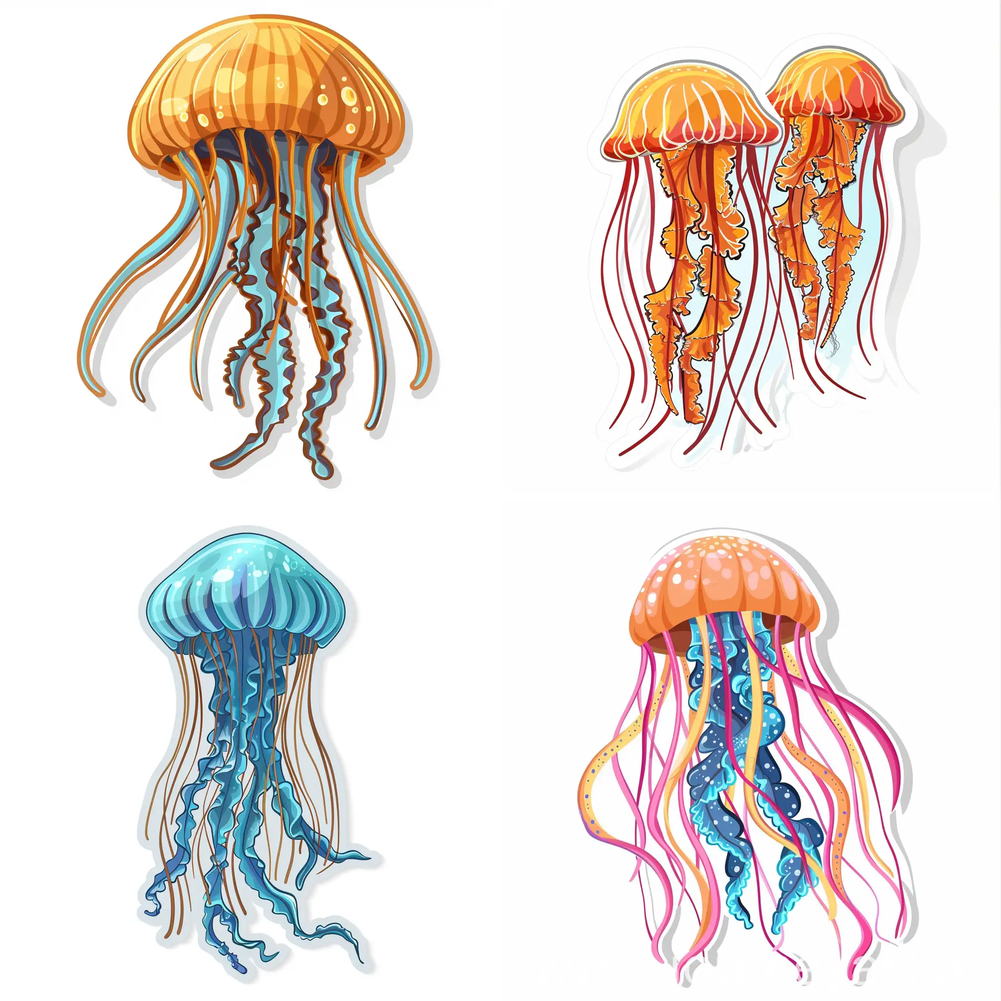 Vibrant-Cartoon-Jellyfish-Sticker-HighQuality-Flat-Style-with-Clear-Details
