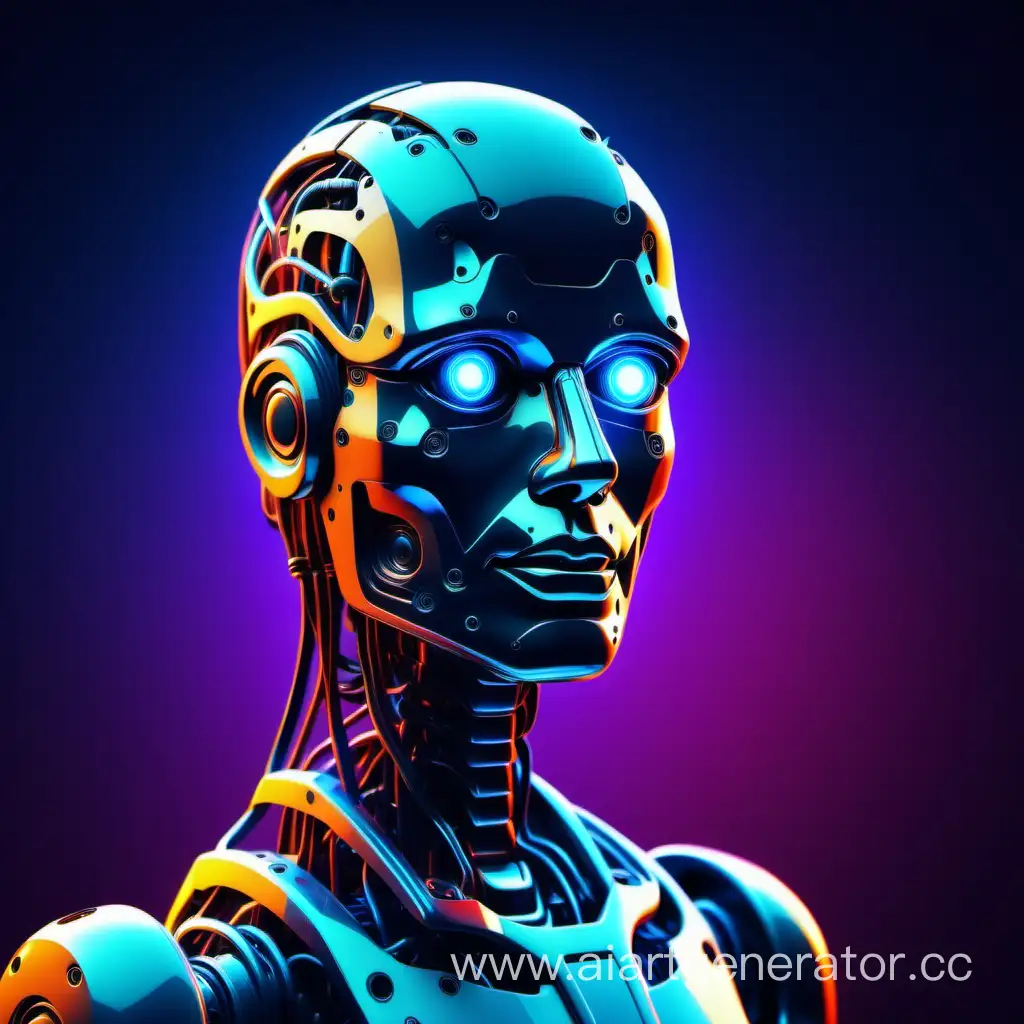 Neon-Robot-Neural-Network-on-Colorful-Background
