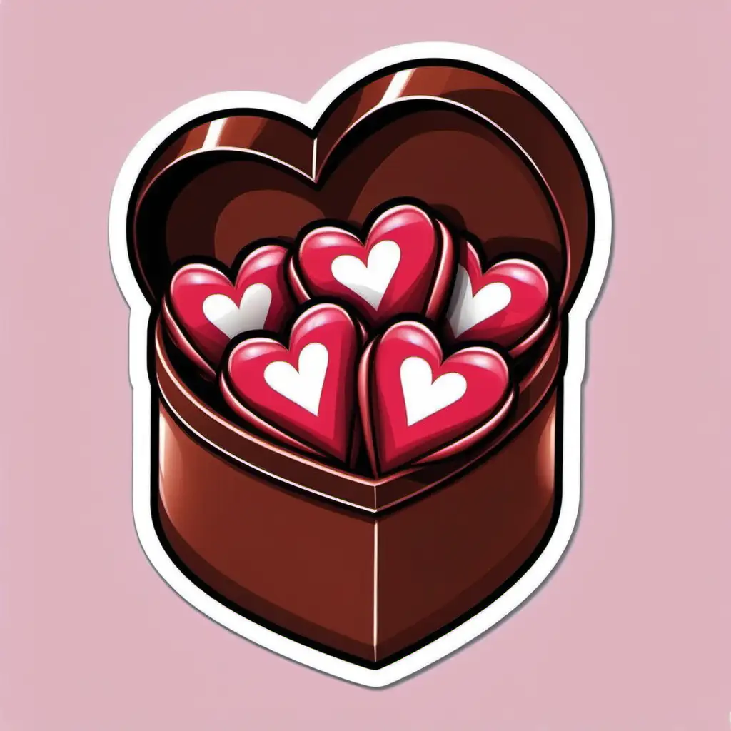 VALENTINE BOX OF CHOCOLATE HEARTS CARTOON STICKER 