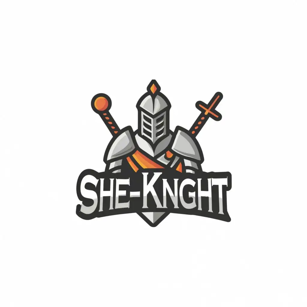 a logo design,with the text "She-Knight", main symbol:knight,Moderate,clear background