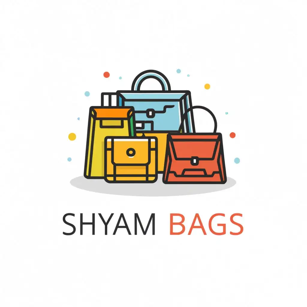 a logo design,with the text "Shyam bags", main symbol:School bags, handbags,complex,clear background