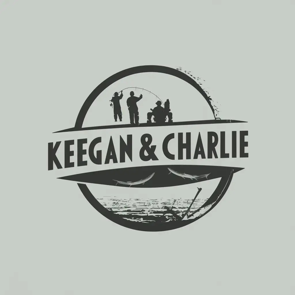 logo, fishing, with the text "keegan & charlie", typography