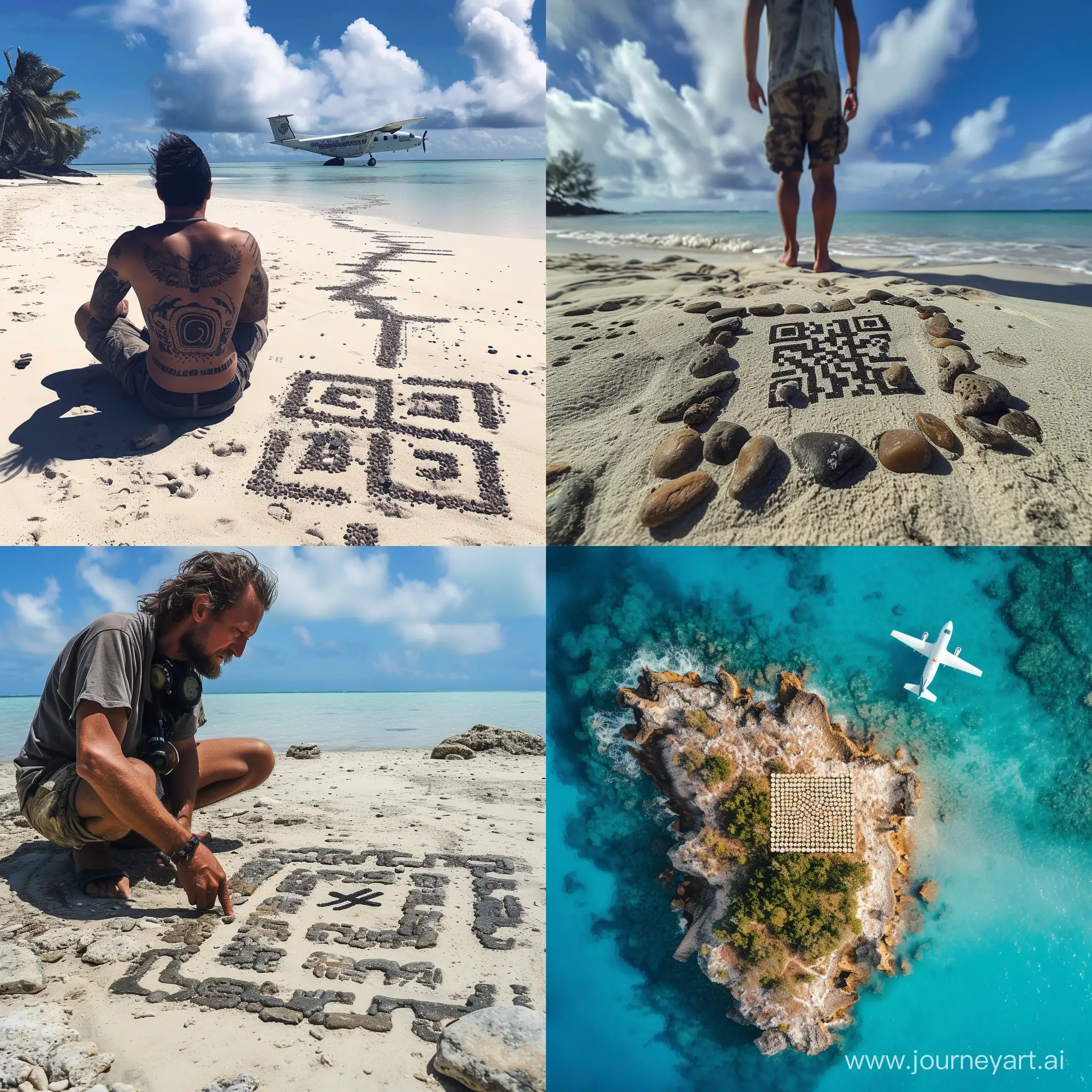 Deserted-Island-SOS-Man-Creates-QR-Code-from-Rocks-to-Signal-Planes