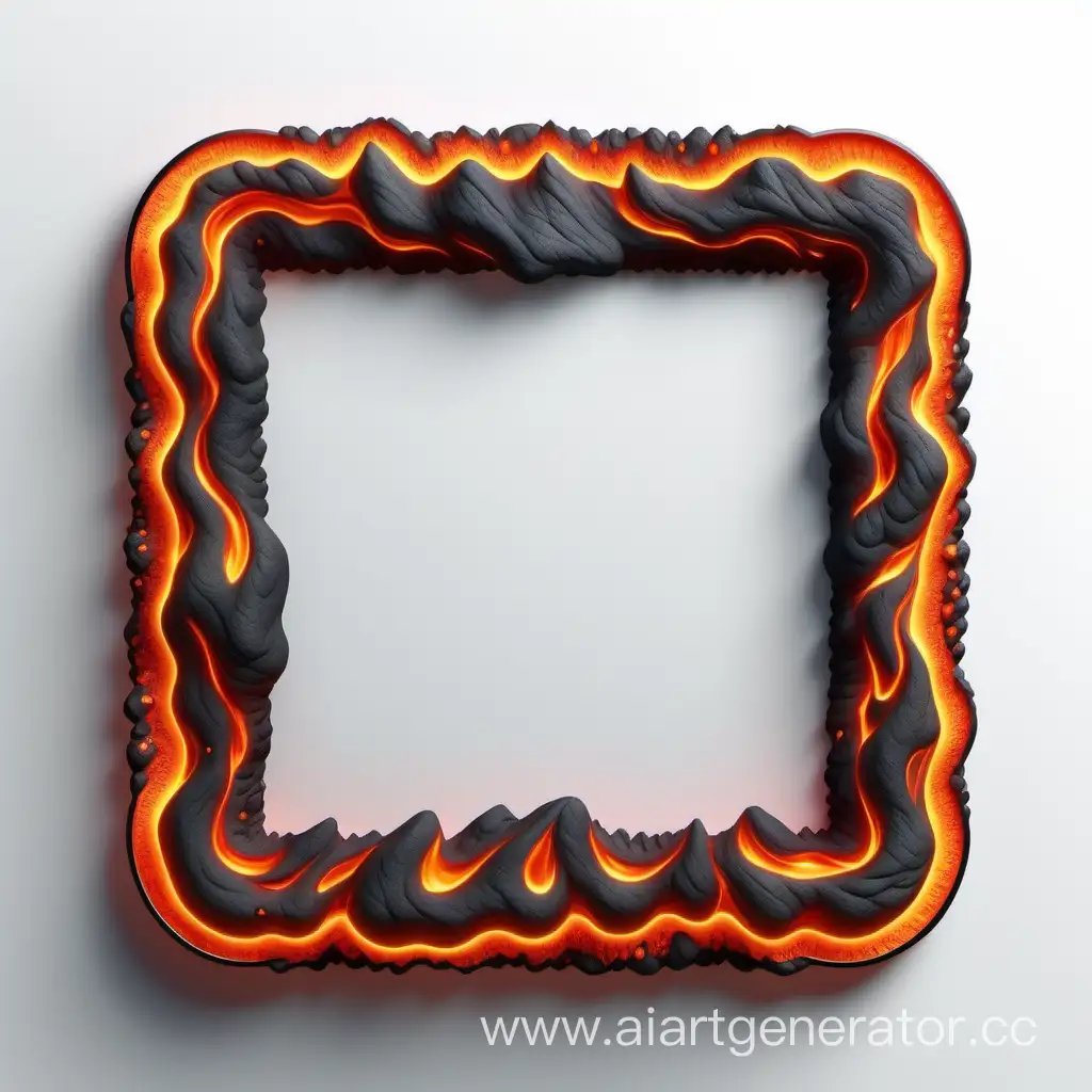 Dynamic-3D-Lava-Border-Frame-on-Clean-White-Background