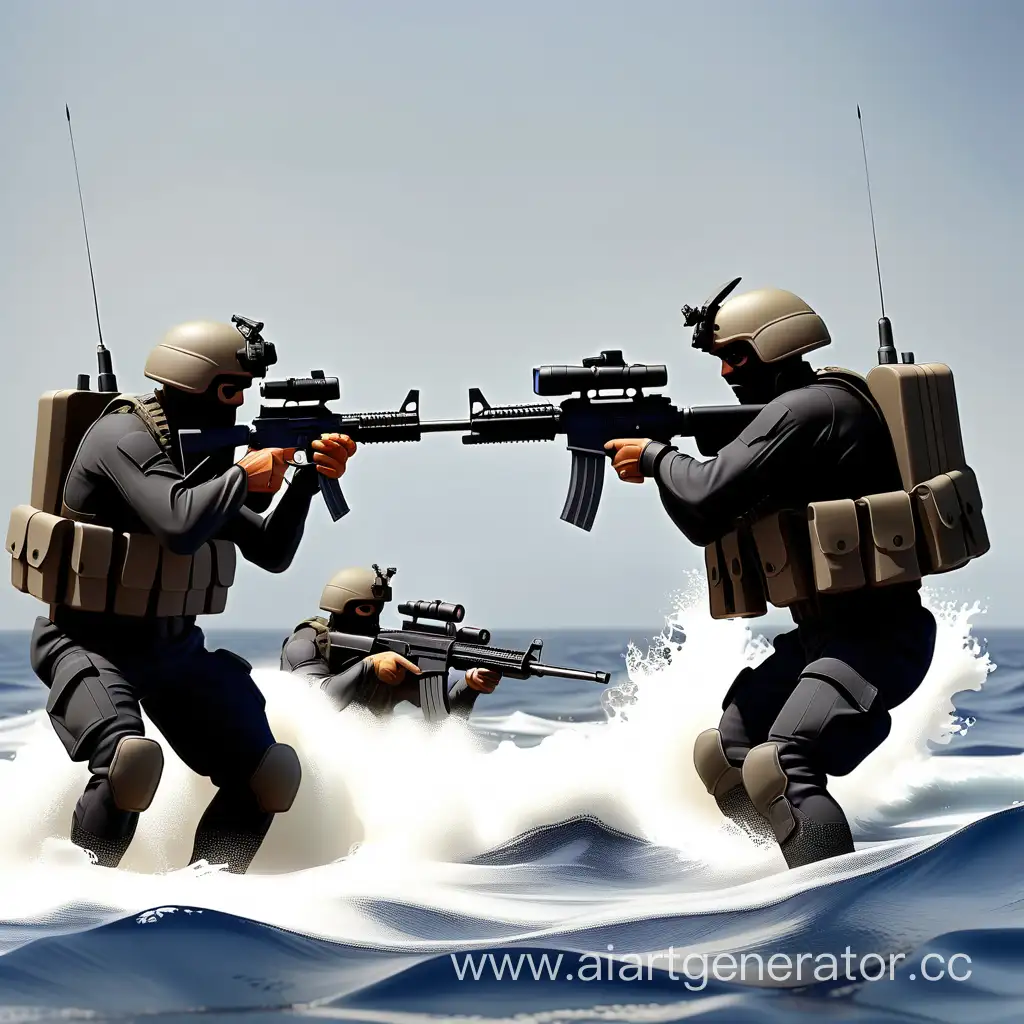 Стрельба спецназов в море 