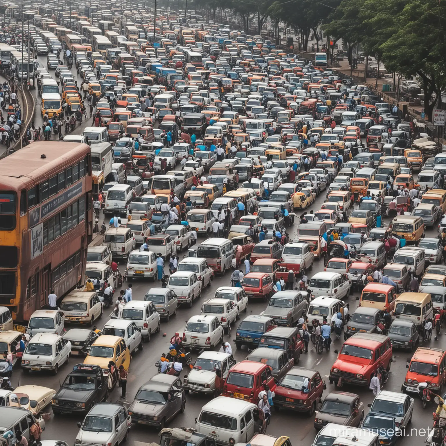 Busy Commuter in Mumbai Traffic Jam