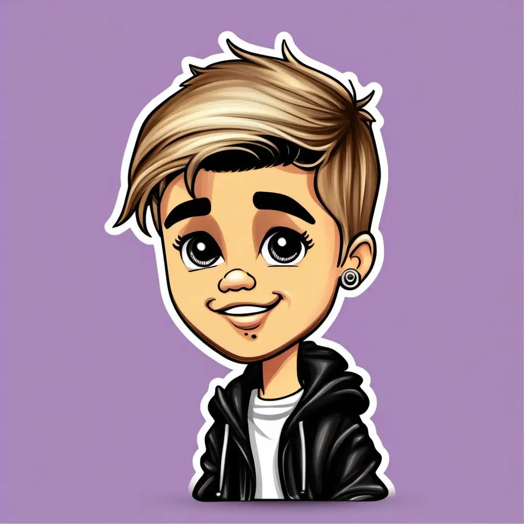 Cartoon Justin Bieber Icon Playful Animated Avatar of Pop Sensation