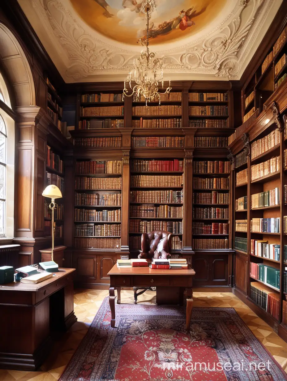 Historic Prague Office with Vintage Library