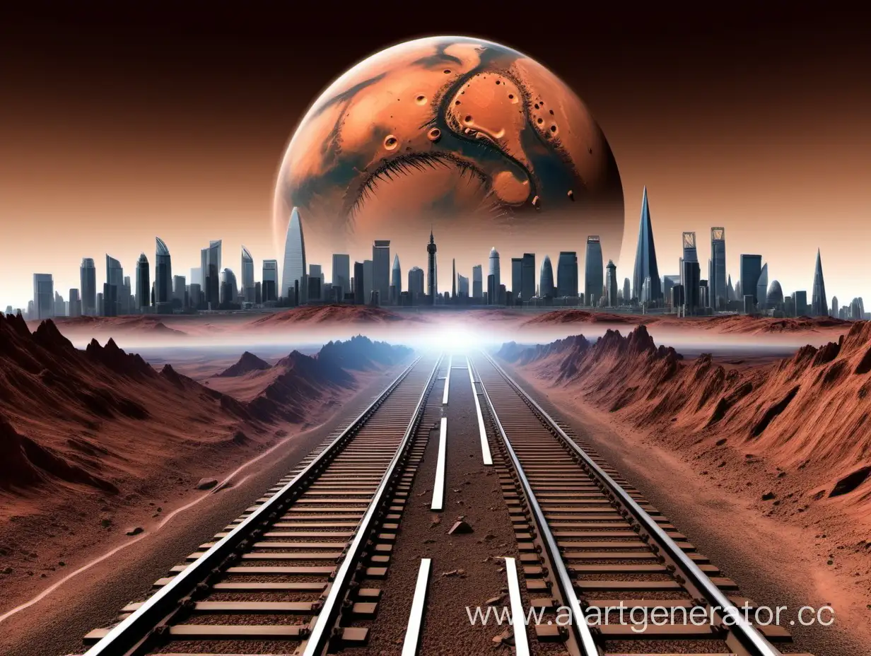 Mars-Landscape-with-London-Skyline-Mountains-and-Train-Tracks