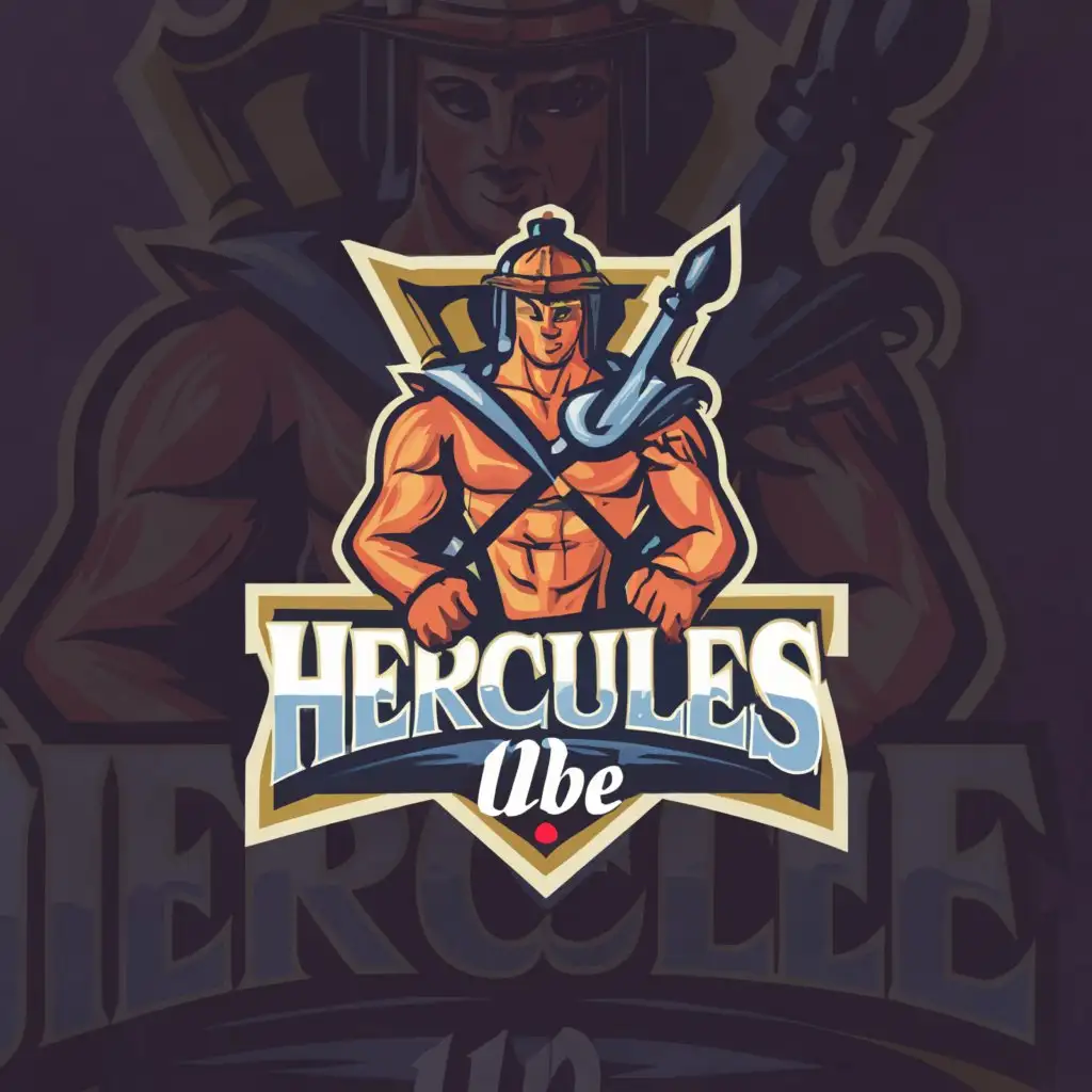 LOGO-Design-for-Hercules-Ube-Mighty-Hercules-Holding-a-Sword-for-a-Strong-Restaurant-Identity
