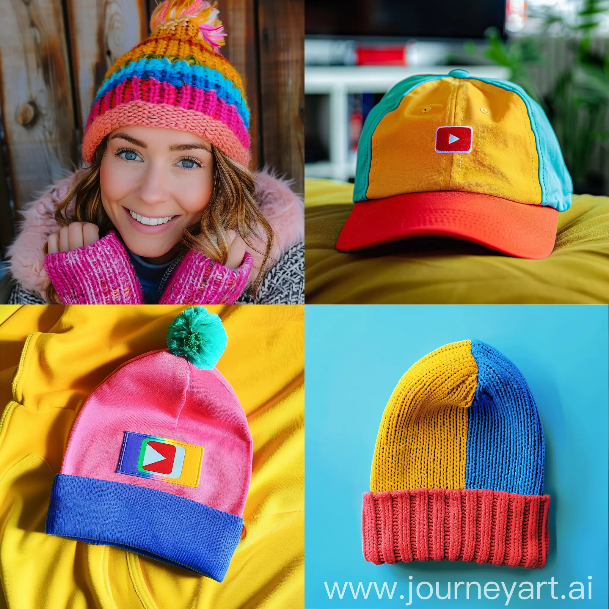 Make a hat for a YouTube channel without labels in bright colors