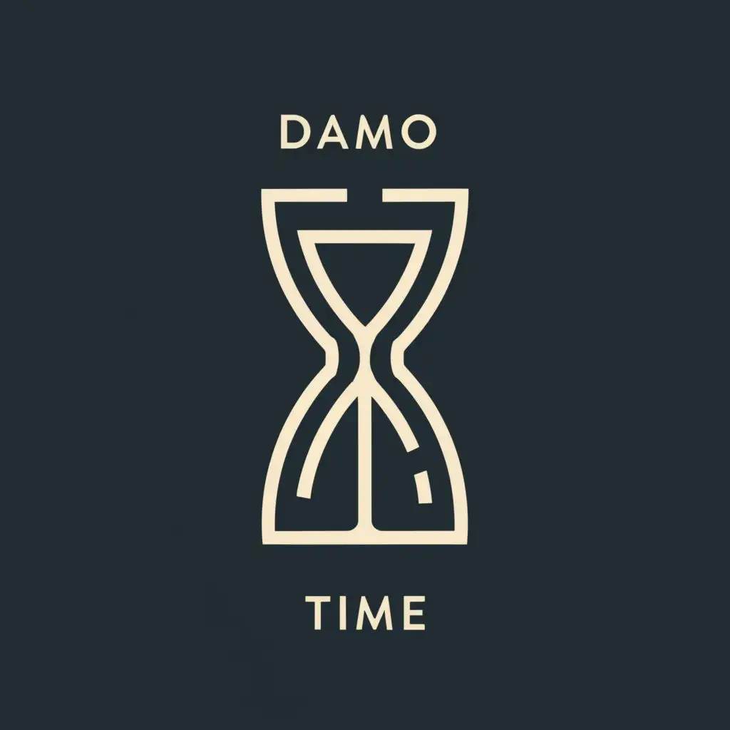 a logo design,with the text "Damo Time", main symbol:hour glass,Minimalistic,clear background