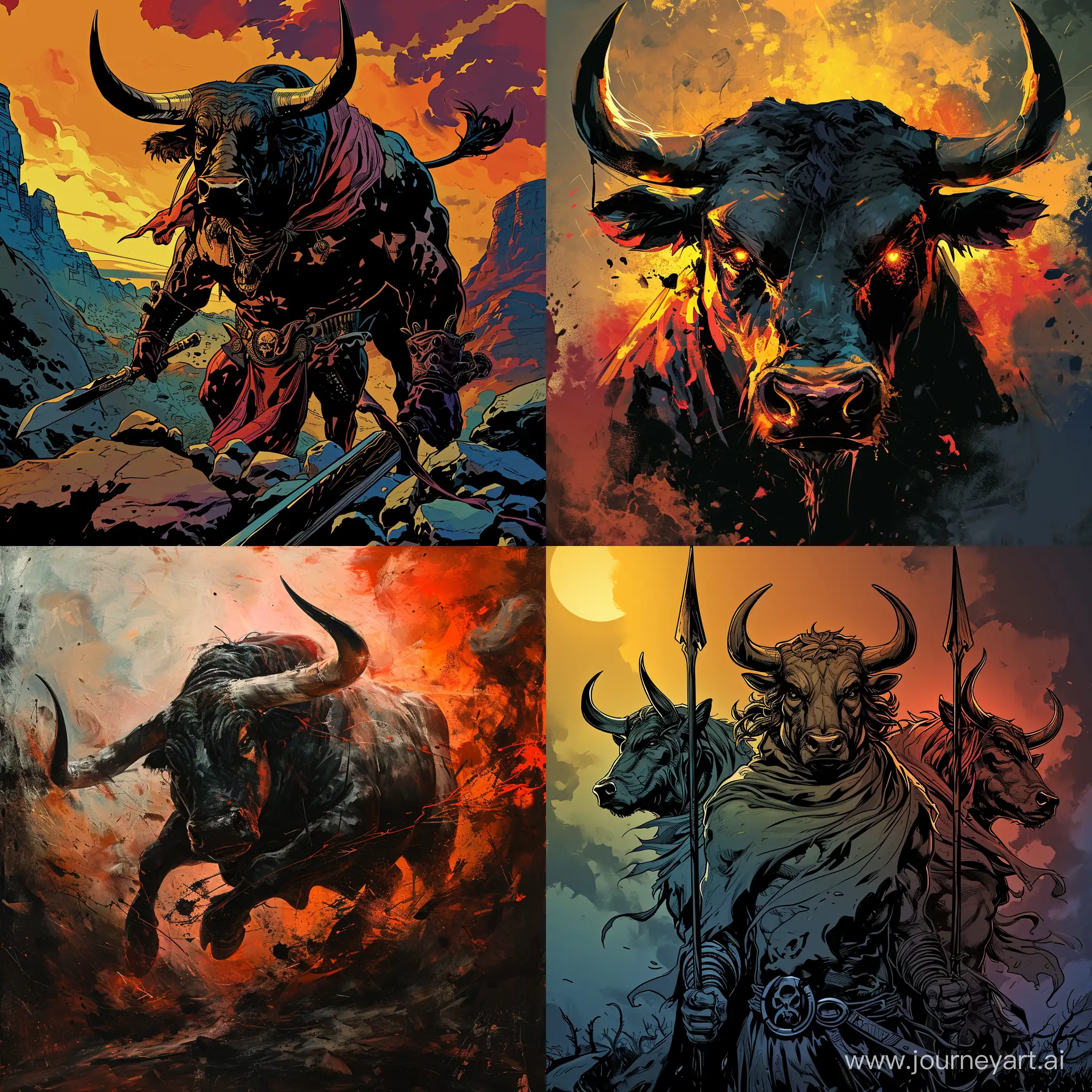 Majestic-Spanish-Fighting-Bull-Warrior-in-Comic-Book-Art-Style