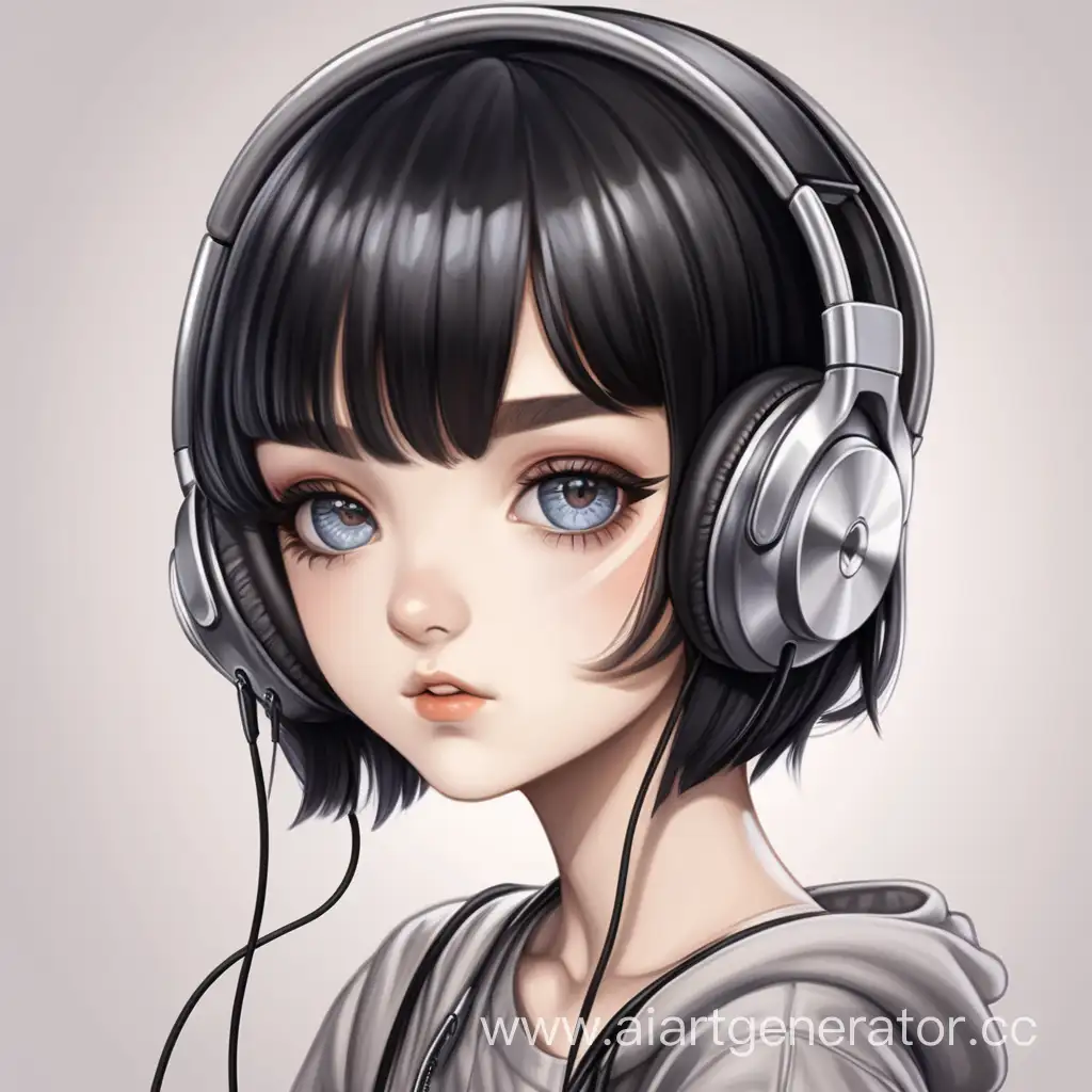 Stylish-Girl-with-Heterochromatic-Eyes-Listening-to-Music