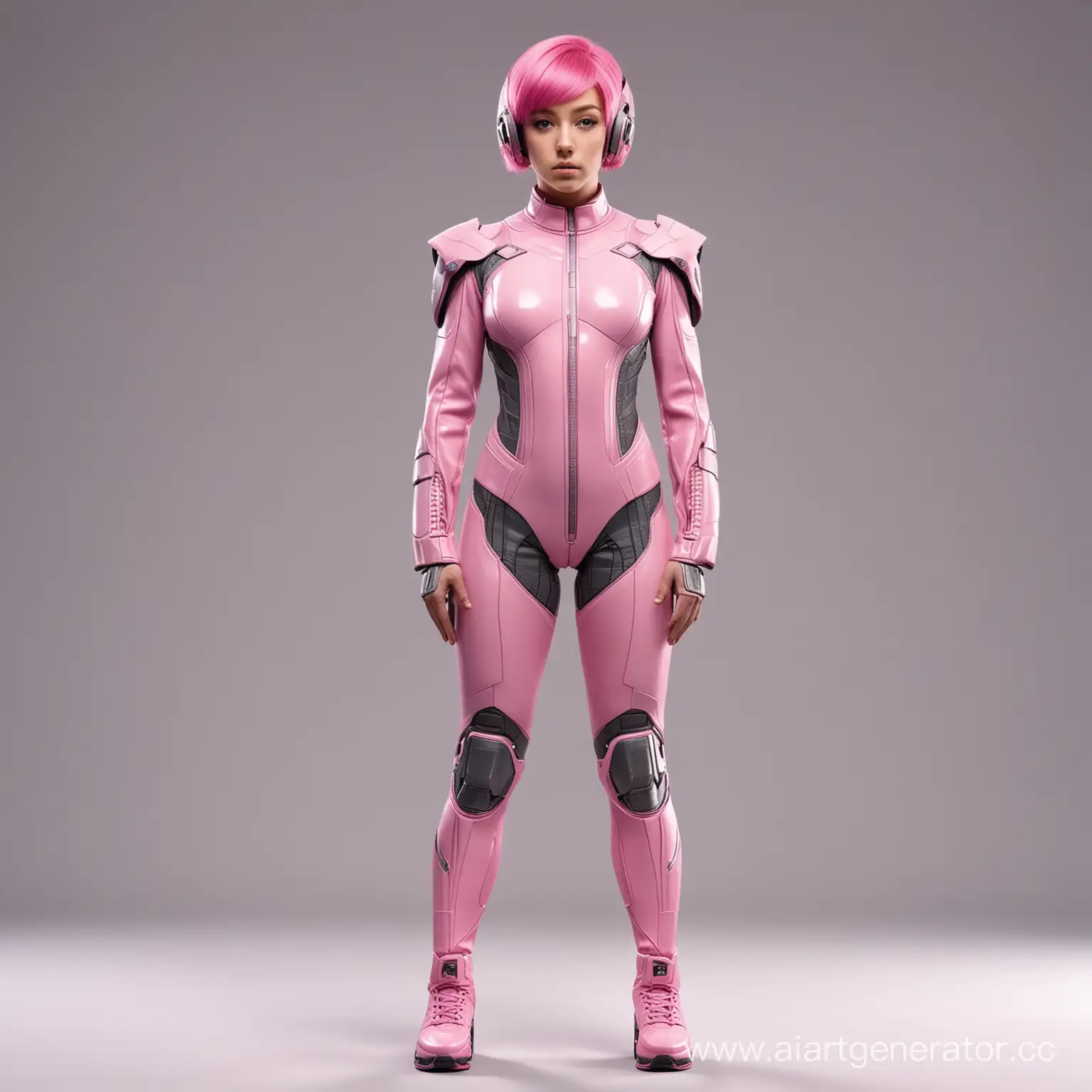Futuristic-Girl-Standing-Tall-in-Pink-Attire