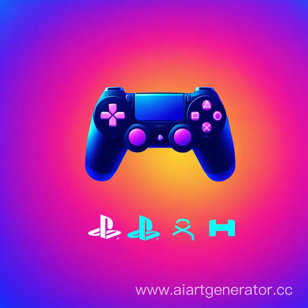 фон с градиентом, логотипом Playstation и символами кнопок геймпад