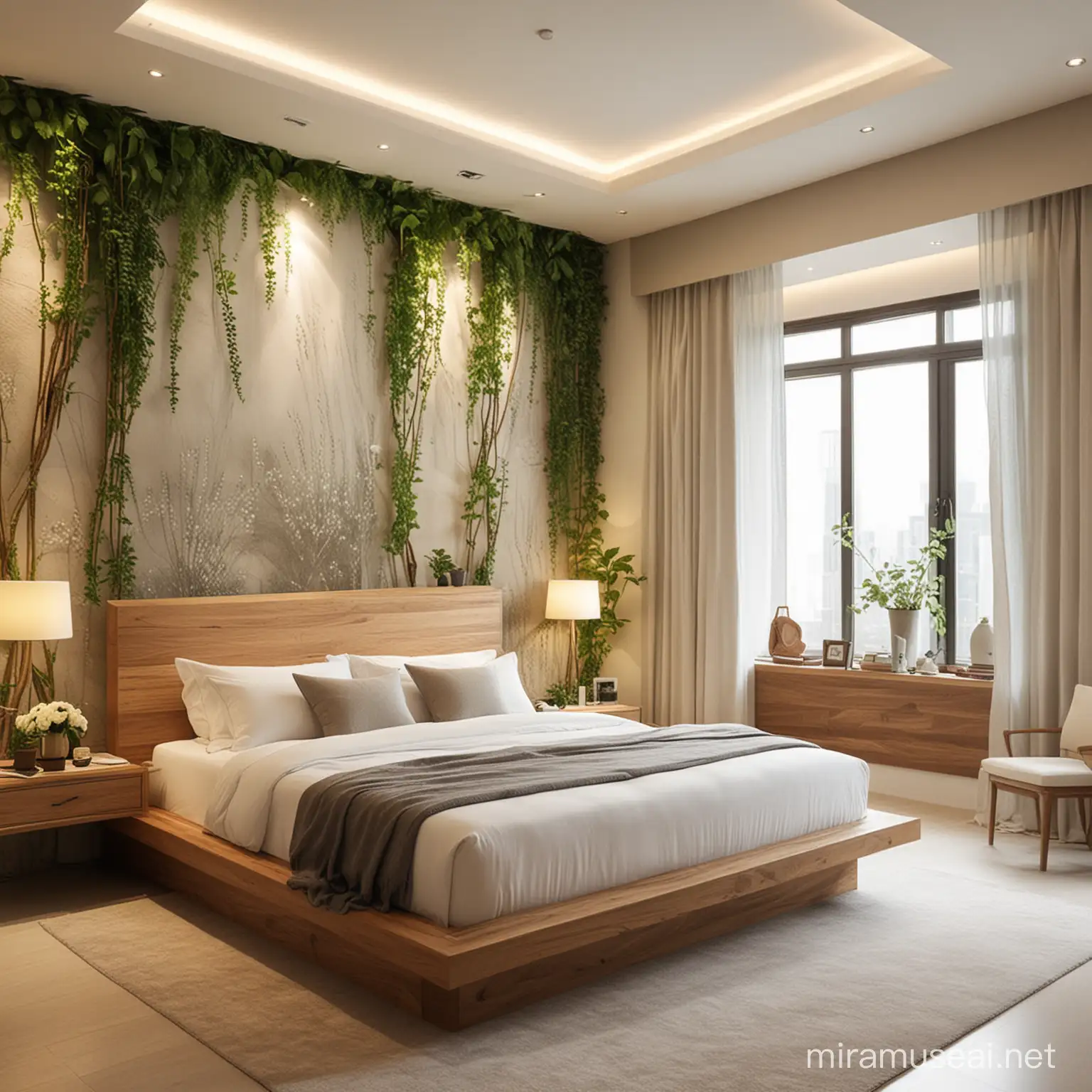 bed room using natural sactuary theme and concept