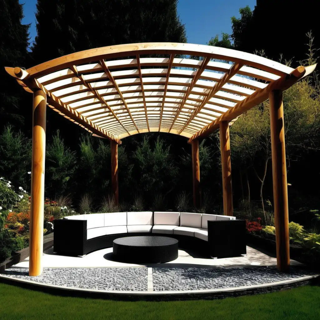 Elegant Curved Glulam Garden Pergola Serene Outdoor Oasis