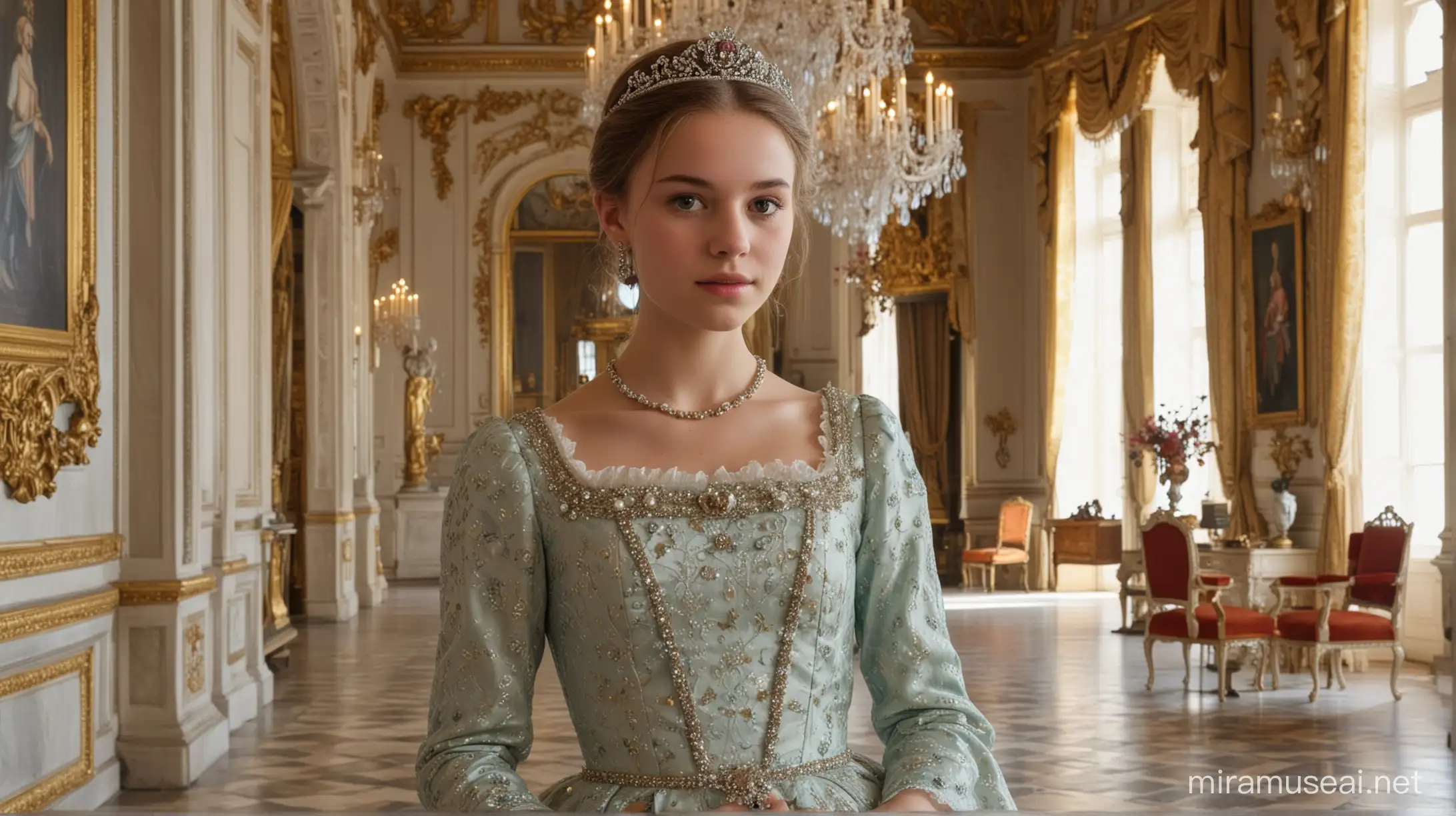 Teenage Princess Inside Royal Palace Room