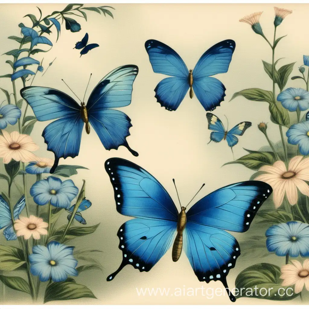  бабочек синие открытка

