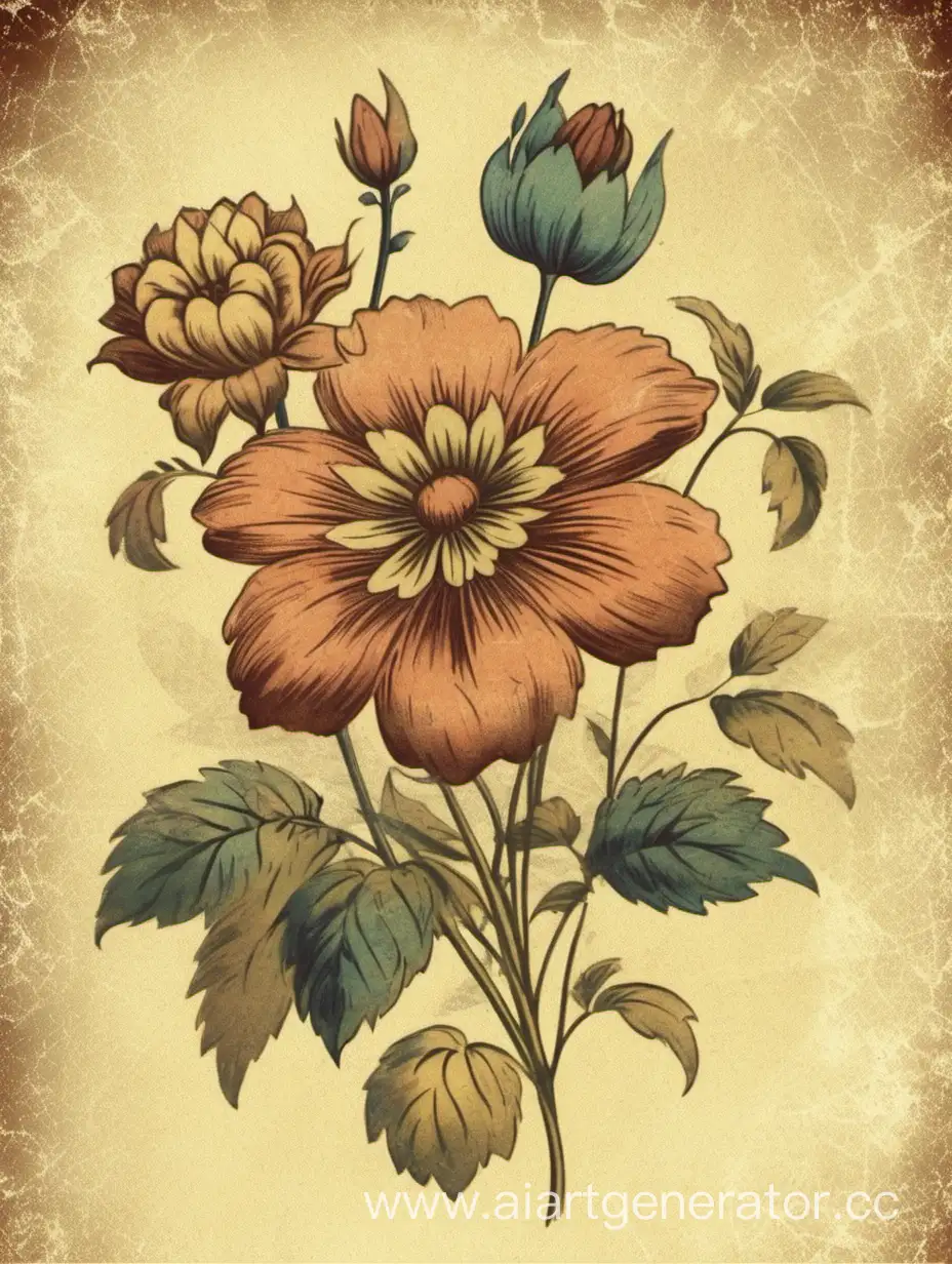 Vintage Flower
 vector, illustration, 4k, white on black background