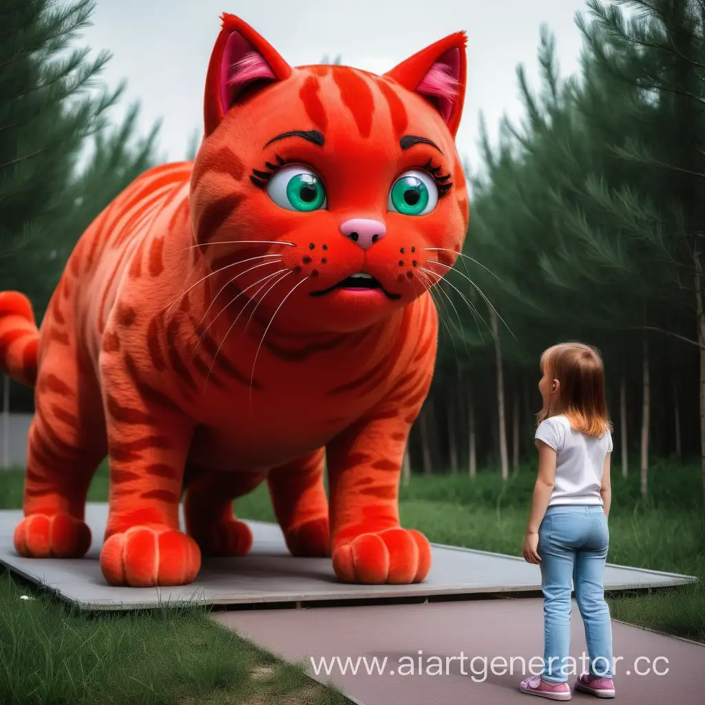 Curious-Girl-Observing-Majestic-Red-Feline