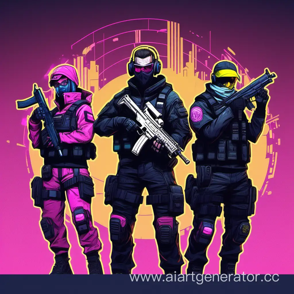 Персонажи из counter strike  в стиле киберпанк
