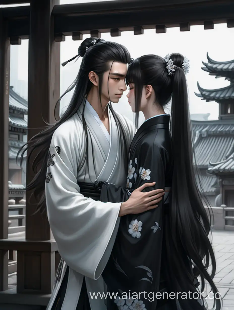 Elegant-Hanfu-Couple-Embracing-in-Urban-Twilight