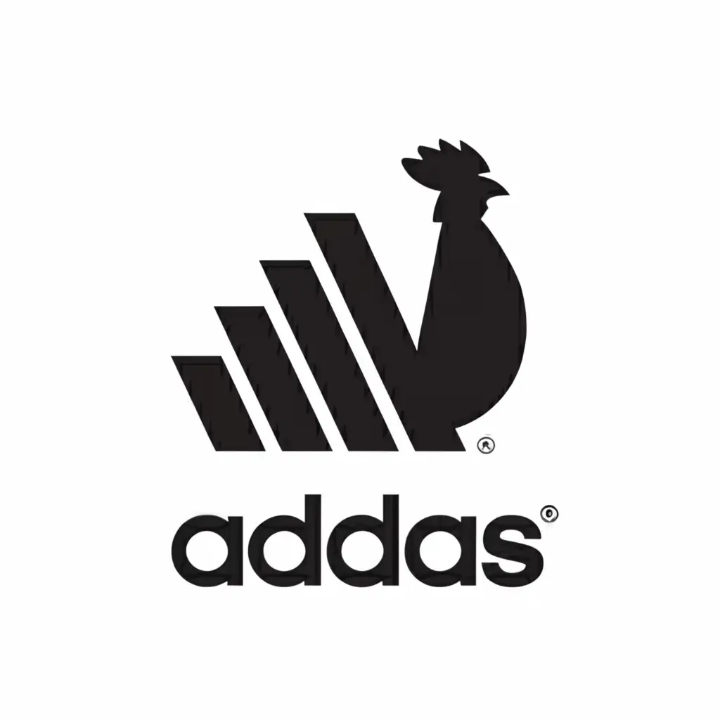 a logo design,with the text "ADIDAS", main symbol:Use the Adidas logo but make it a rooster,complex,clear background
