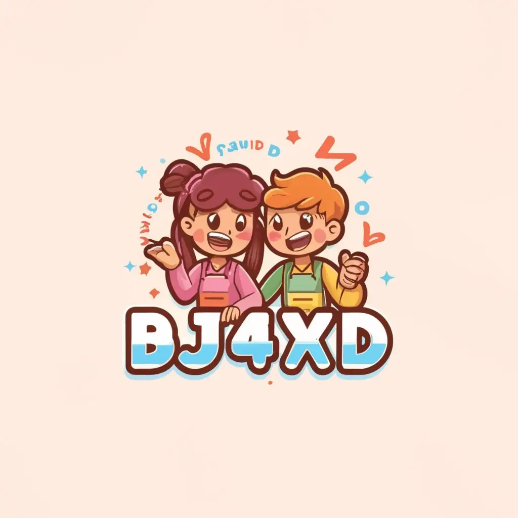 a logo design,with the text 'bj4xd', main symbol: Girls Chat with Boys, Moderate, clear background