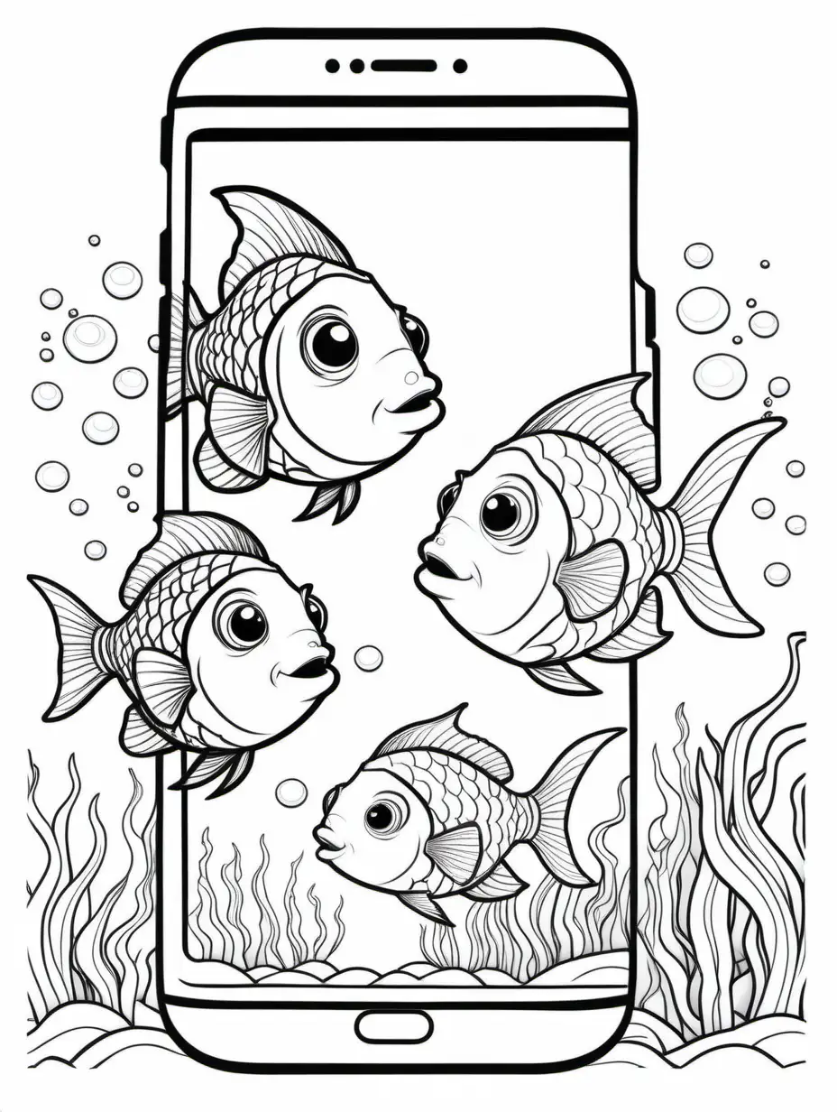Rainbow Fish Family Photo Underwater Cartoon Coloring Page