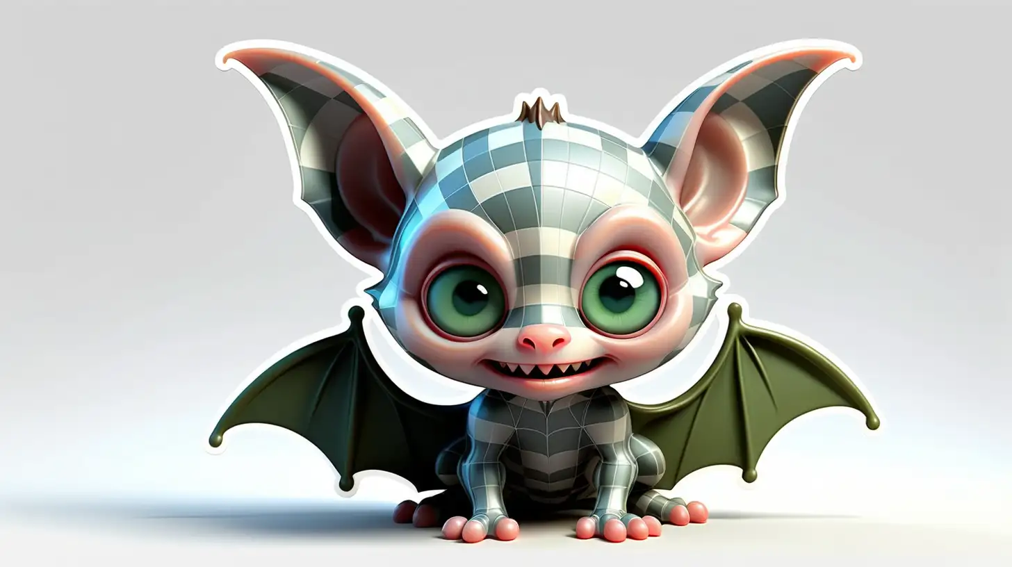 Cute Silver Baby Bat with Pretty Green Eyes in Surreal Chiaroscuro