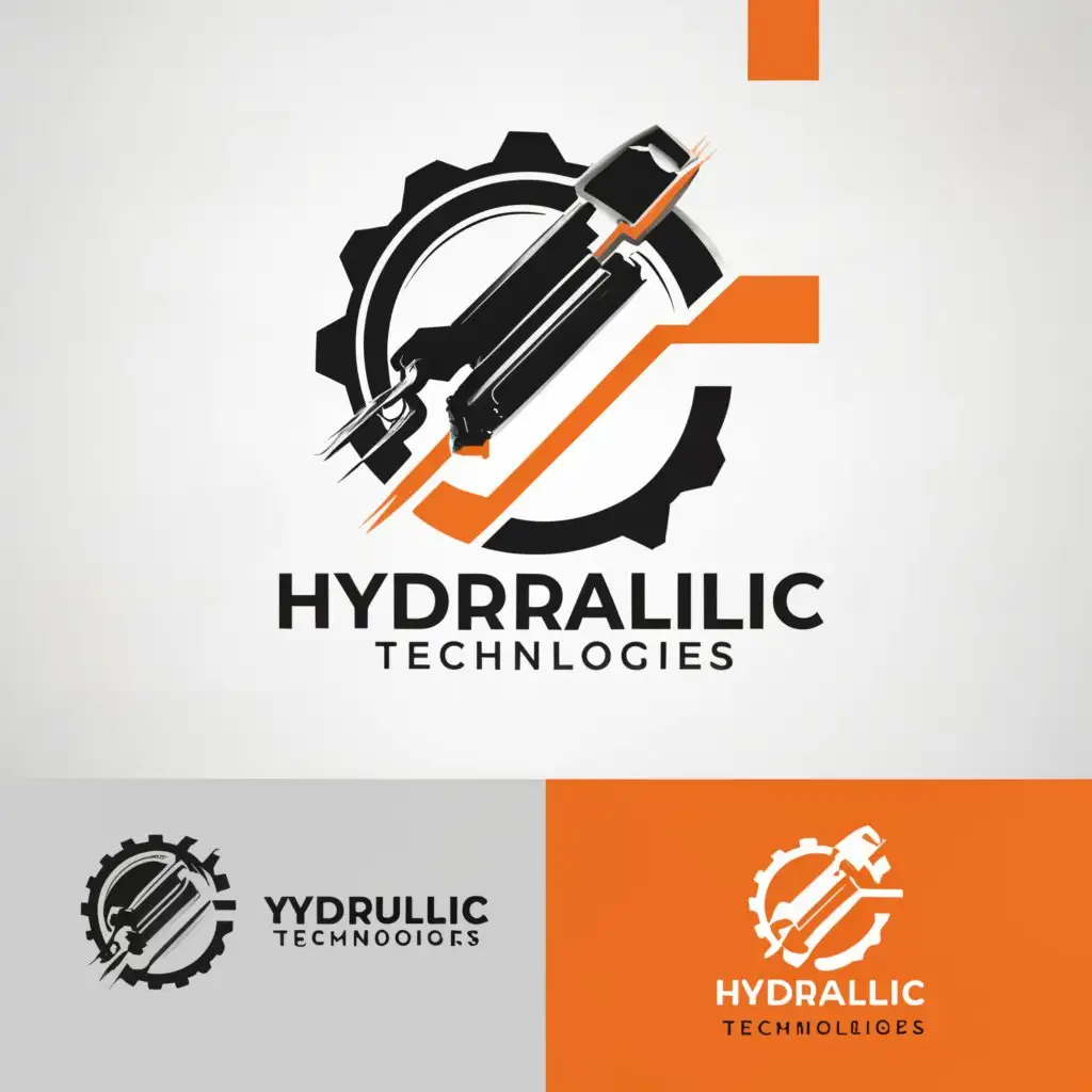 a logo design,with the text "Hydraulic Technologies", main symbol:Logo include need hydraulic tools  Maintenance, Rpair icon color orange,Moderate,clear background