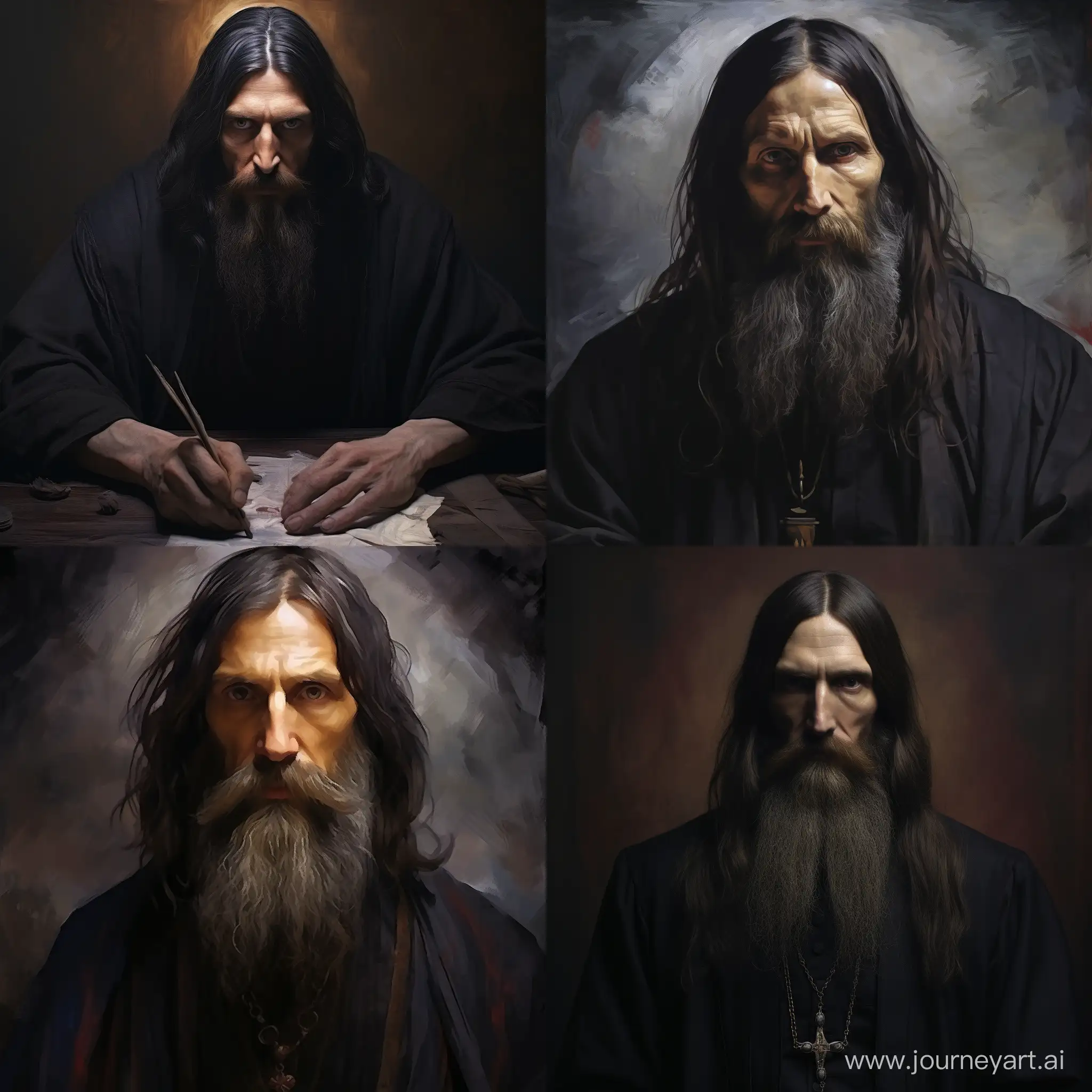 Draw Rasputin in oil painting style