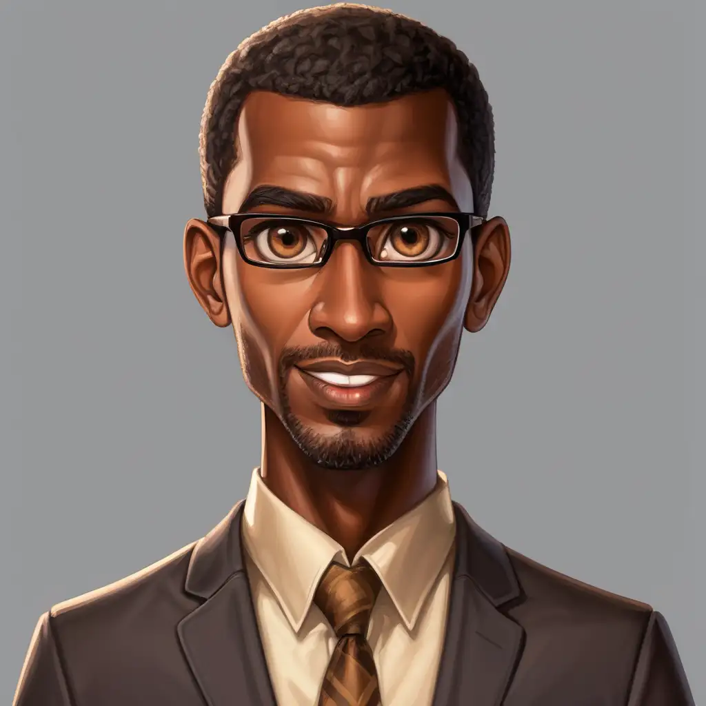 Male brown skin black school teacher with big brown eyes full body length 