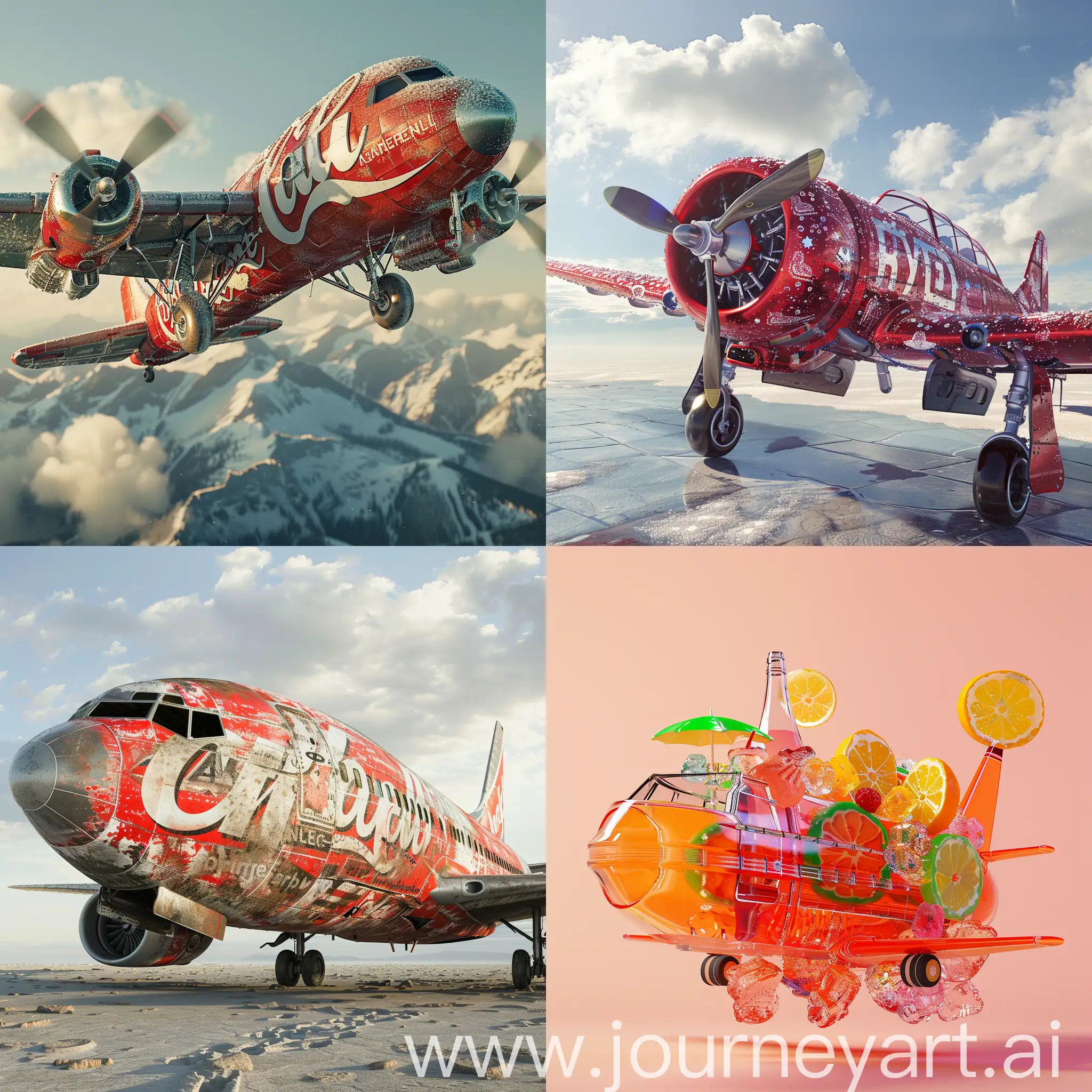 An airplane made out of soda pop :: 3D animation 