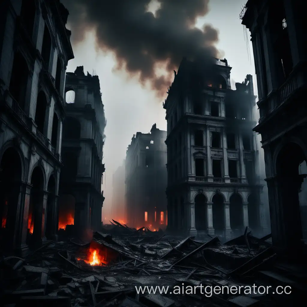 City-in-Flames-A-Haunting-Scene-of-Dark-Ruins-and-Consuming-Fire