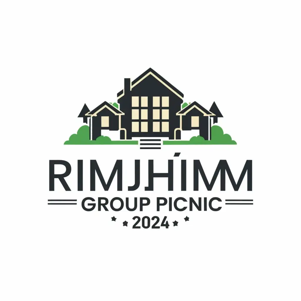 logo, Real Estate, with the text "Rimjhim Group Picnic-2024", typography, be used in Real Estate industry
