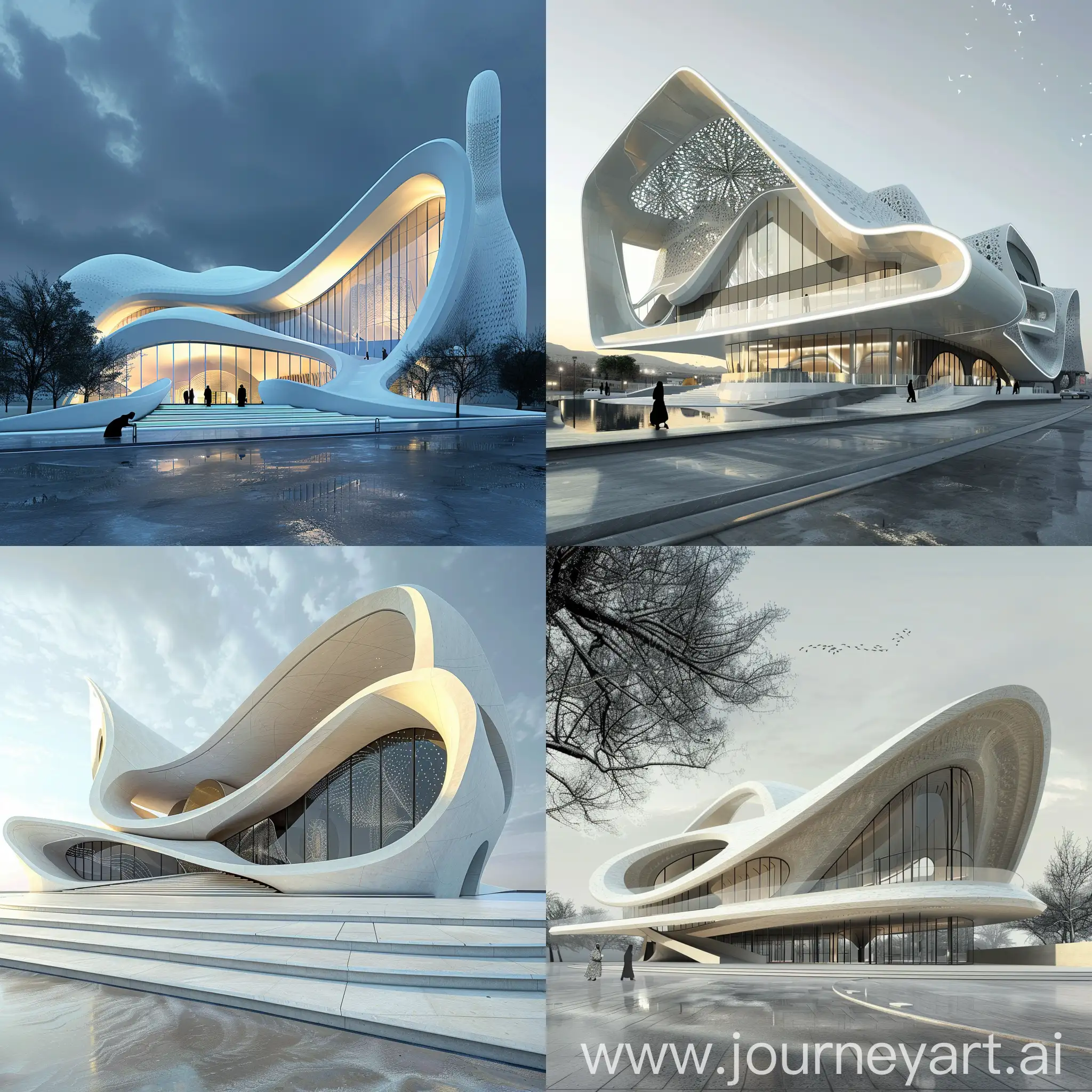 Architectural design of Azerbaijan opera hall in Tabriz city in parametric style
