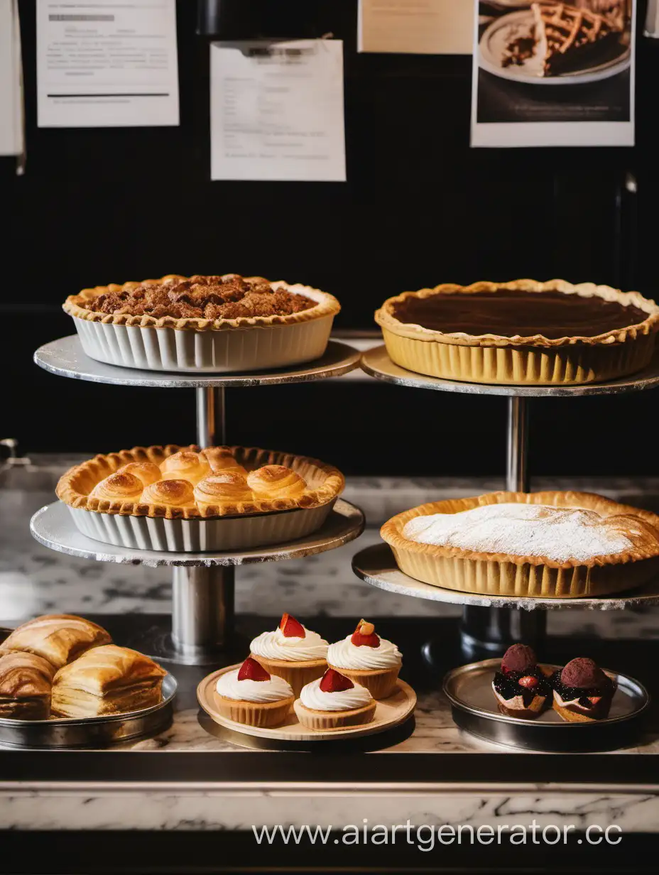 Variety-of-Pies-and-Pastries-Displayed-on-Bar-Counter