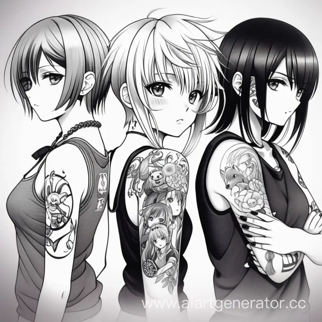 Colorful-AnimeStyle-Tattoo-Group-with-Fantasy-Elements
