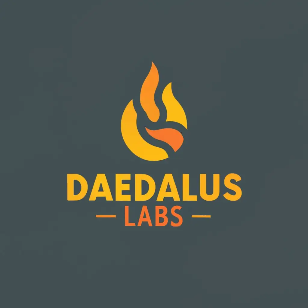 logo, Daedalus, wing, flames, with the text "Daedalus Labs", typography, be used in Technology industry