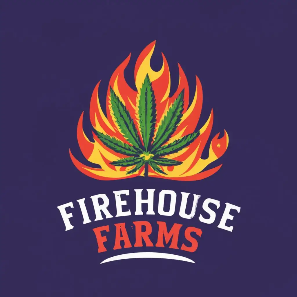 logo, Hemp leaf on fire maltese cross

, with the text "Firehouse Farms", typography