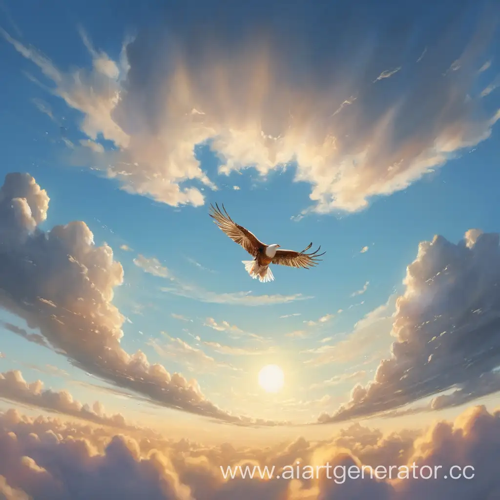 Joyful-Birds-Soaring-in-Vast-Blue-Skies-Illustration-of-Freedom-and-Serenity
