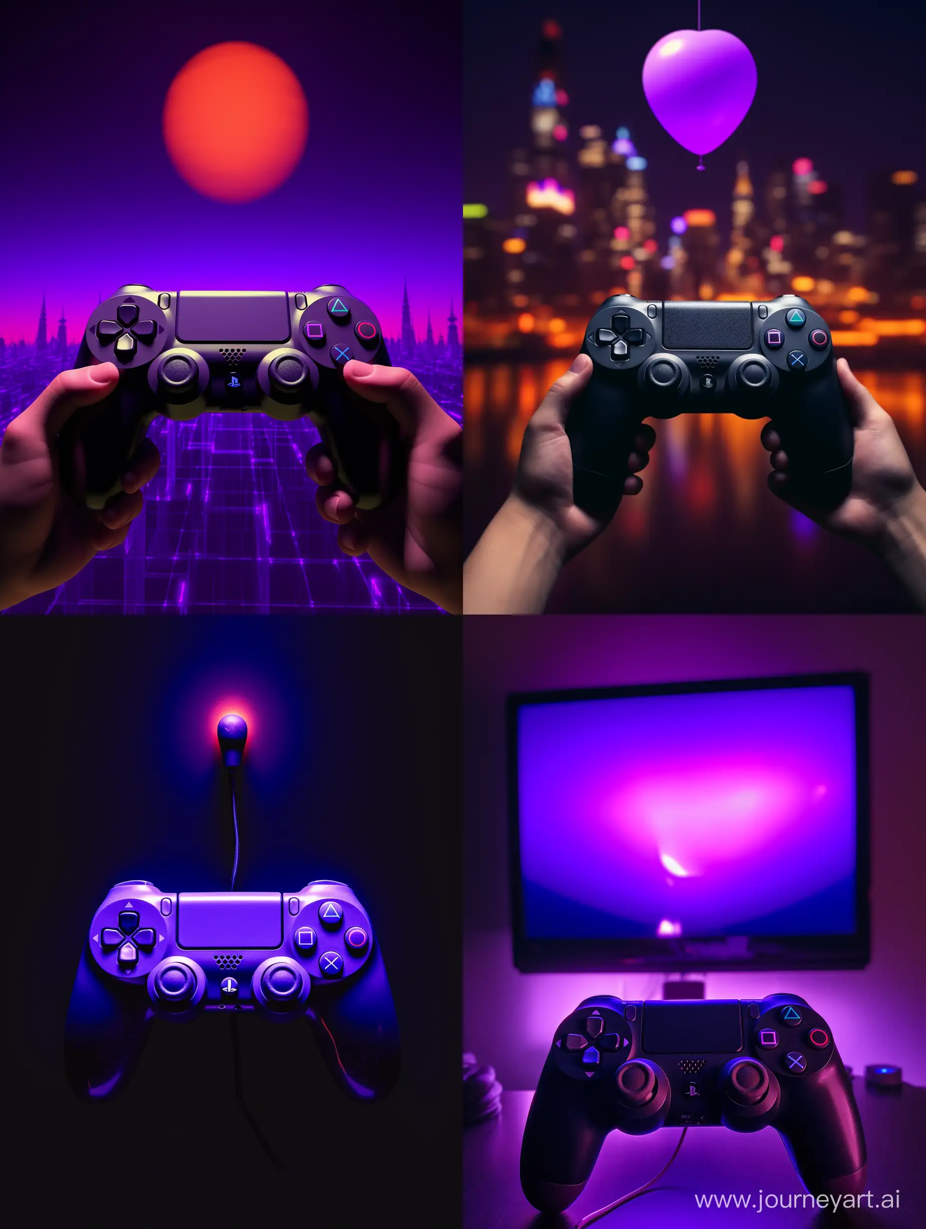PlayStation-Controller-Illuminated-with-Purple-Balloon-at-Night