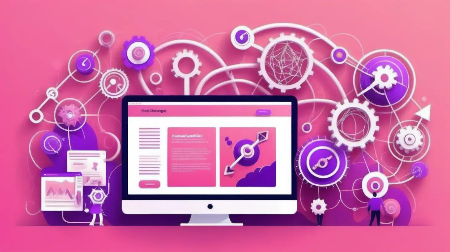 Crafting Strategies With Internal Linking Tools


do not use any words or writing, I just need idea through illustrations

the background of theme website should be pink and purple
