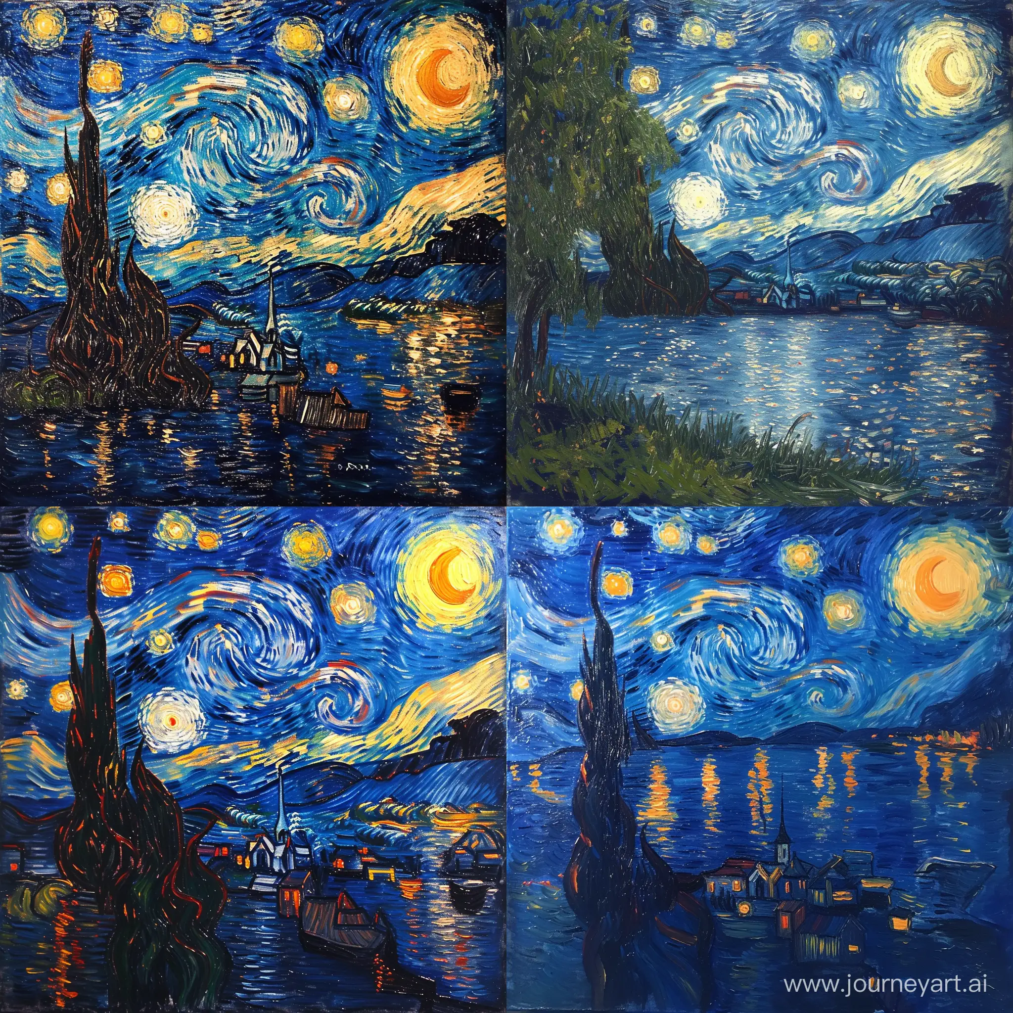 Monet style of van Gogh starry night