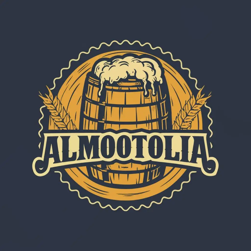 logo, barrel, beer, with the text "ALMOTOLIA", typography, be used in Restaurant industry