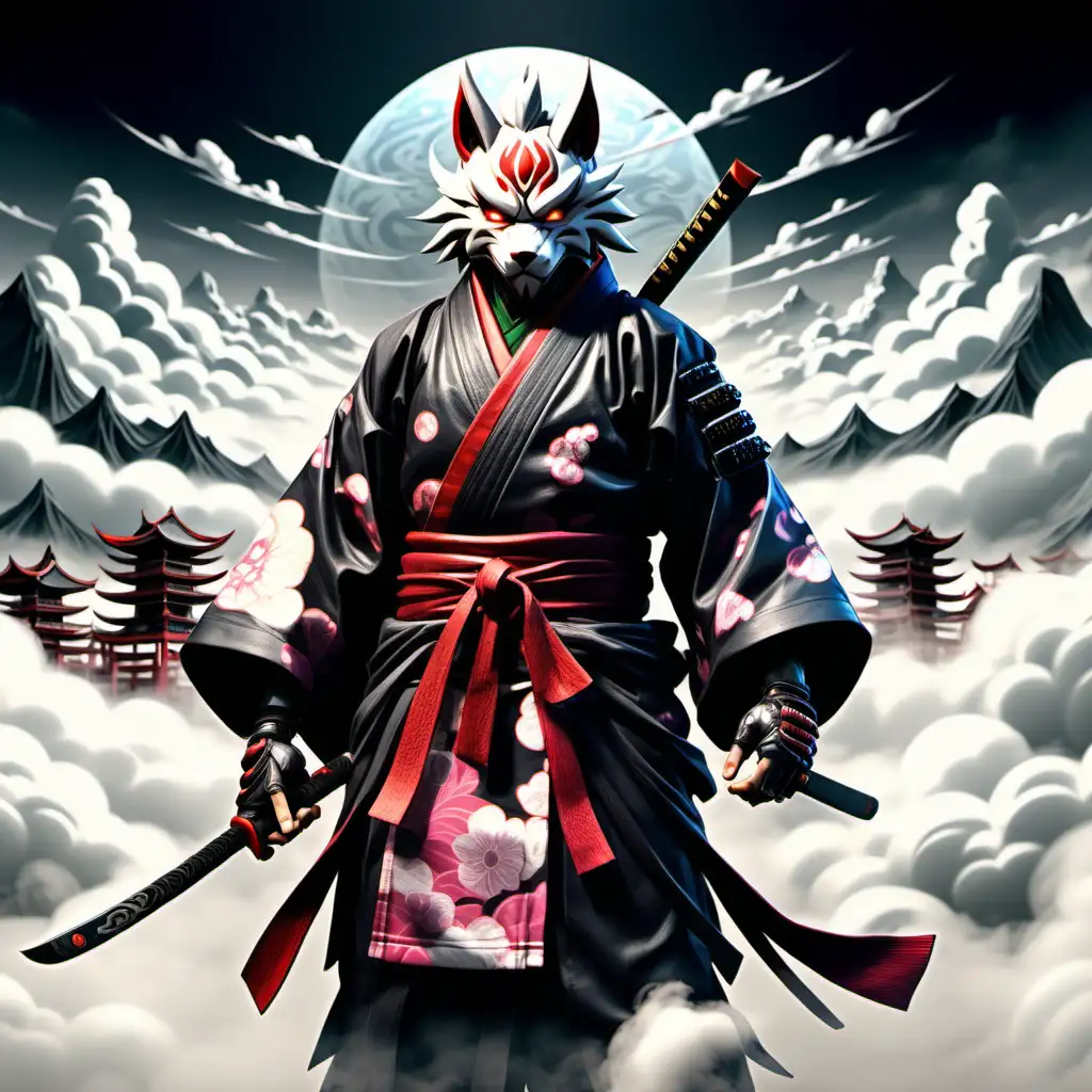 Cyberpunk Samurai Ninja Character Creation Screen with Okami Brush Strokes